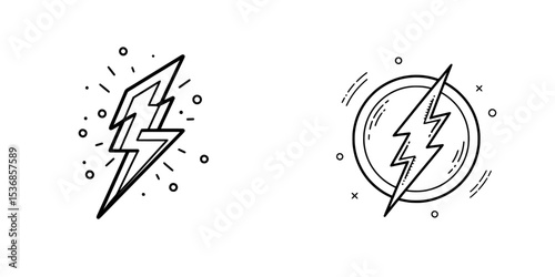 The concept of speed and power is represented by lightning and electricity, depicted as a modern linear icon isolated on a white background