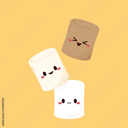 Charred marshmallow. Marshmallow Burnt. Marshmallow character isolated vector.