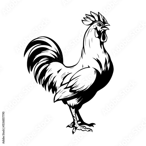 The icon of a broiler, represented by the silhouette of poultry such as a hen, cock, rooster, or chick, is shown in modern style isolated on a white background