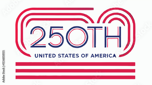 Illustration of the united states of america th anniversary logo with red and blue design elements