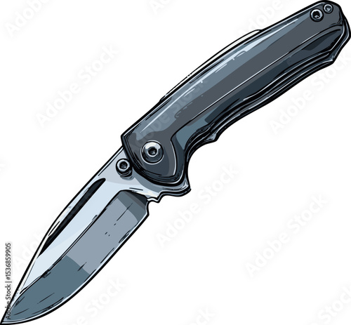 Vector pocket knife with metallic details