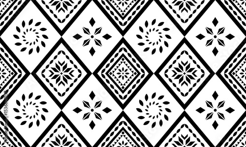 Southwest Native seamless pattern ethnic tribal Aztec geometric Navajo Native American fabric black and white design vector for textile print
