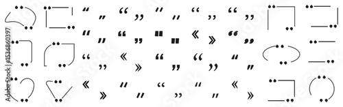 Set of black quote box comma on a white background