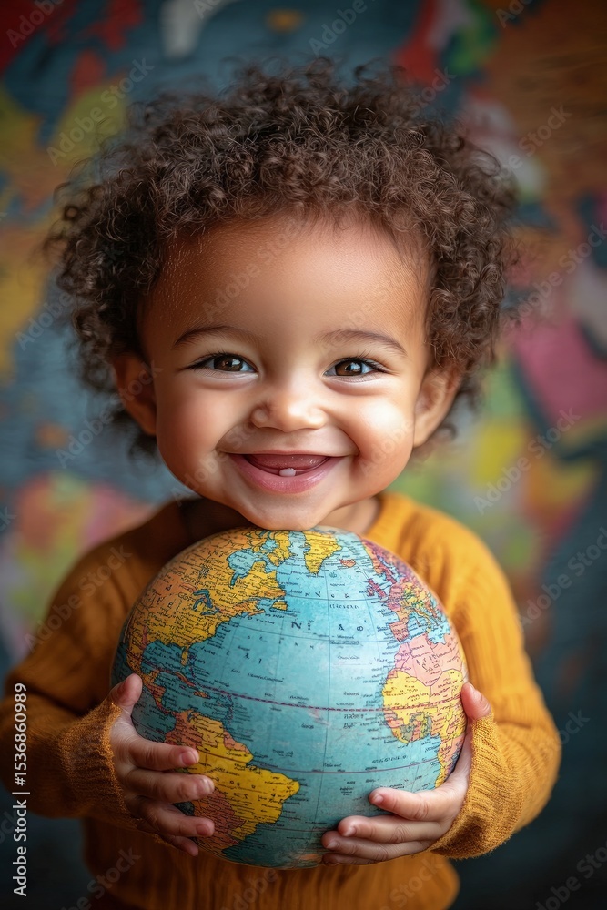 Baby holding a world globe Baby holding a world globe