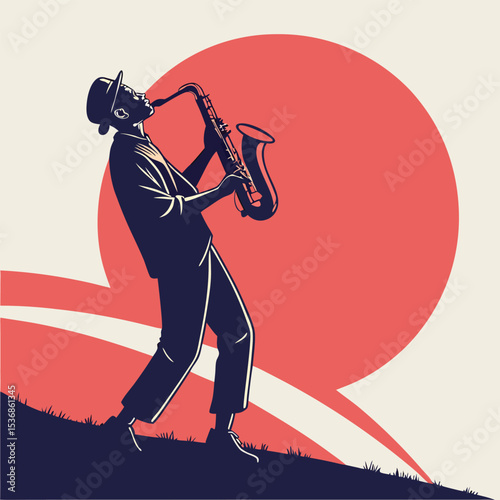 Saxophone Sunset A Silhouette of Musical Passion