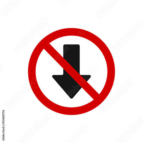 No down arrow sign isolated on white background template