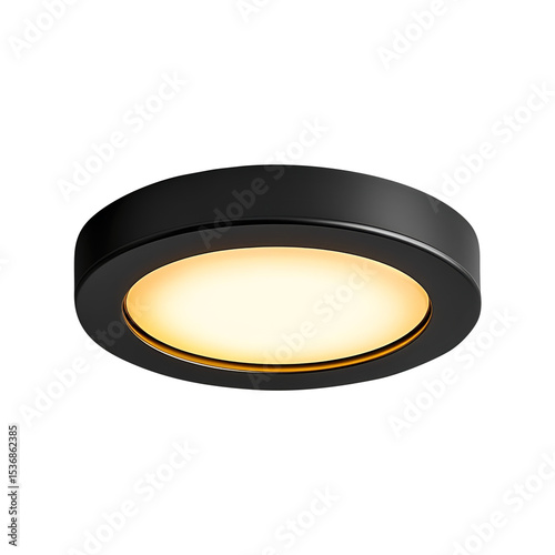 Modern recessed ceiling light with a warm LED glow. Ideal for contemporary, isolated on fully transparent png background