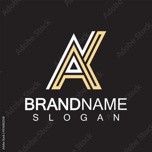 Alphabet Letters  AK or KA logo design template