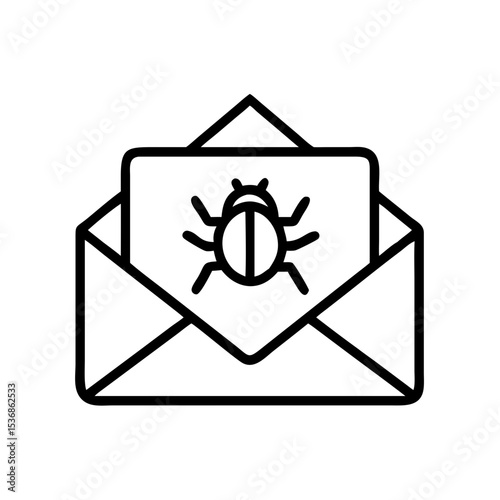 Email envelope with bug icon representing cybersecurity threat  