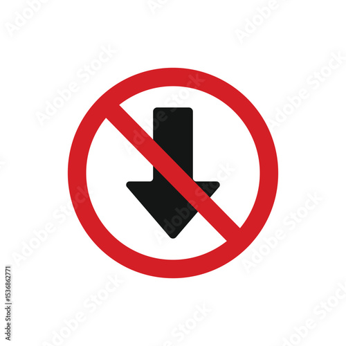 No down arrow sign isolated on white background template