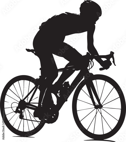 cyclist racing silhouette isolated white background