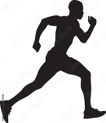 black silhouette of a running man isolated on white