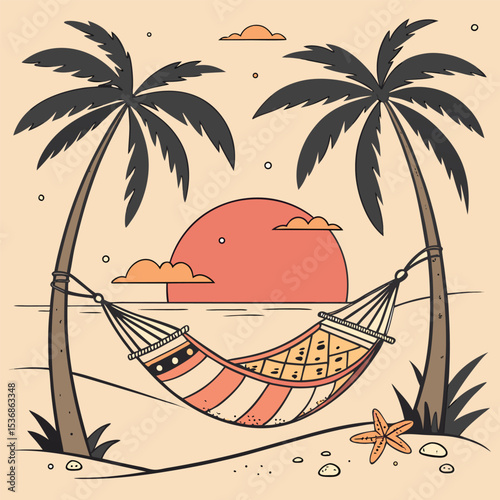 Sunset Serenity Tropical Hammock Relaxation on the Beach