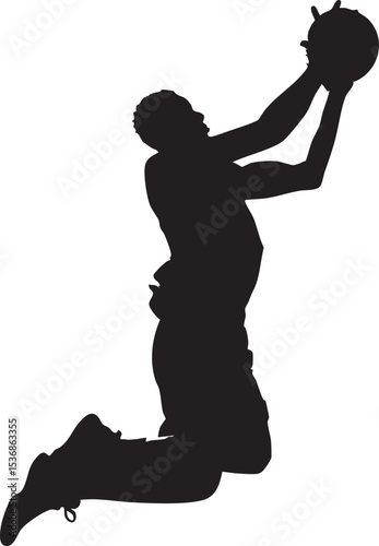 basketball player shooting silhouette isolated on white