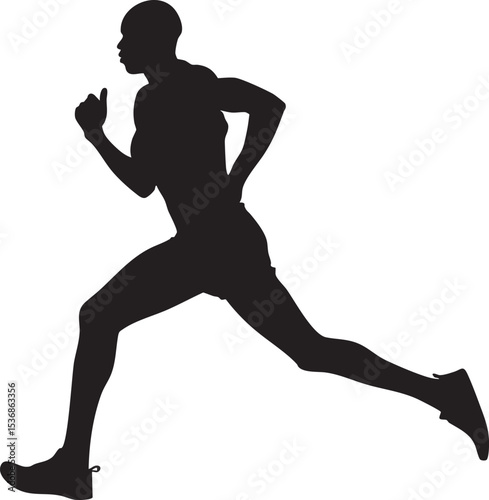 black silhouette of a running man isolated on white