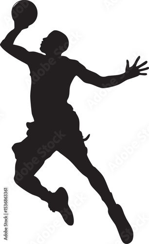 basketball player shooting silhouette isolated on white