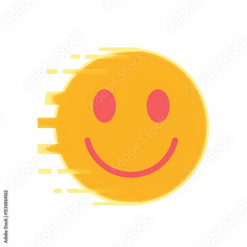 Fast-Moving Smiley: A yellow smiley face with a cheerful expression rushes forward, trailed by streaks of light, symbolizing speed, enthusiasm, and a positive outlook on the future.