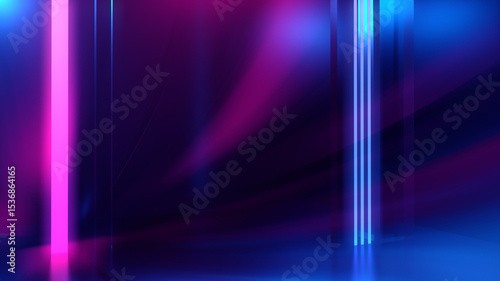 Wallpaper Mural Abstract background. Neon glow, neon light lines. Empty room in ultraviolet glow Torontodigital.ca