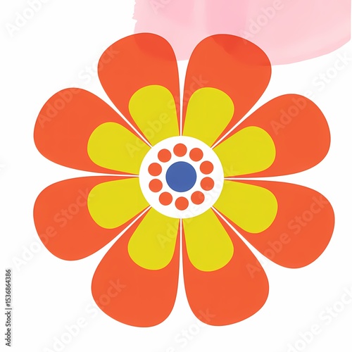 A Lively Floral Burst: A vibrant orange and yellow flower blossoms, its cheerful petals radiating energy and joy. This graphic illustrates natural beauty.