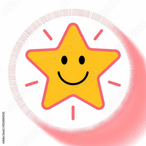 Joyful Starry Icon: A happy star icon beaming with joy and radiating positive energy. Its vibrant, playful design conveys happiness, optimism, and cheerfulness.