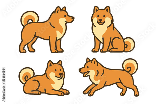 Eurasian (Eurasier) in various poses and expressionson a transparent background  