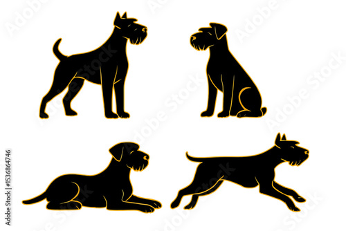 Giant Schnauze in different poses and positions on a transparent background