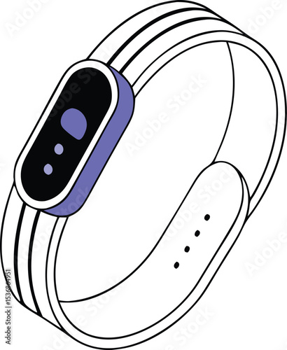 Sleek modern fitness tracker illustration with transparent background for design