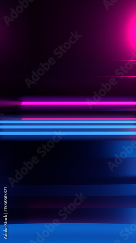 Wallpaper Mural Abstract background. Neon glow, neon light lines. Empty room in ultraviolet glow Torontodigital.ca
