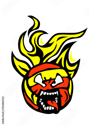 volleyball waterpolo cartoon face flamme langue  gueule dessin logo club