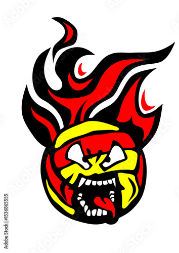 volleyball waterpolo cartoon face flamme langue gueule dessin 