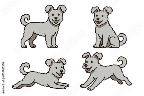 Pumi in different poses on transparent background