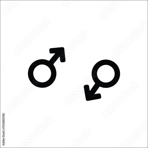 Male Gender Symbols Icon Set – Two Bold Black Male Mars Symbols Rotated in Different Directions Isolated on White Background for Gender, Identity, or Sexual Orientation Concept Design


