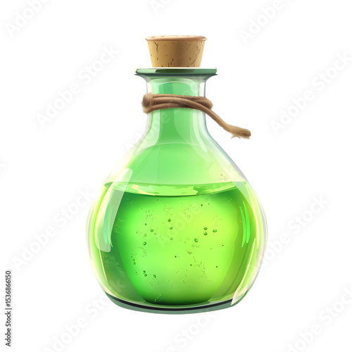Green liquid in vintage style glass bottle