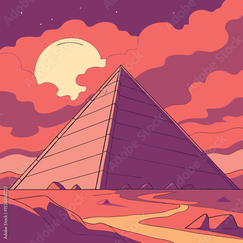 Ancient Pyramid at Sunset A Stunning Vector Illustration