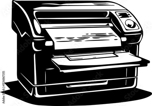 Black and White Printer Vector Icon