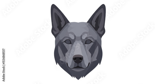 Isolated Geometric Wolf Head Portrait with Angular Design