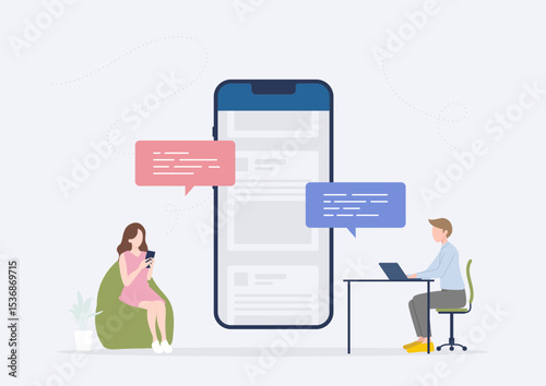 ダイレクトマーケティングとダイレクトメールを活用するビジネスマンのイラスト