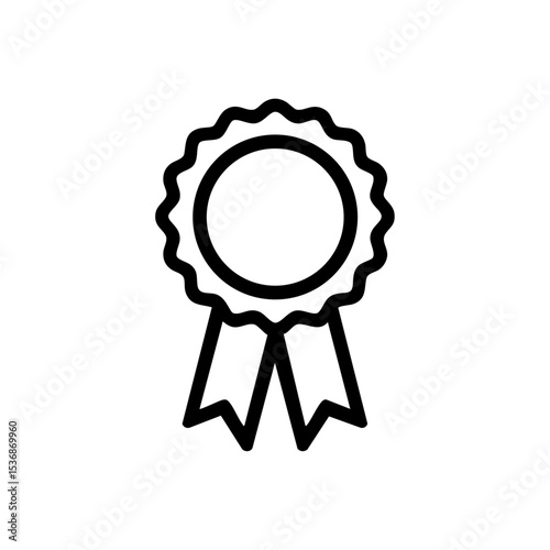 Minimalist vector icon of a classic award ribbon badge, ideal for achievement, certification, or contest-themed projects.

