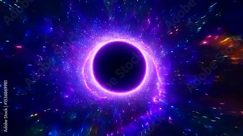 Zooming Through Cosmic Galaxy with Glowing Portal Slow Motion
