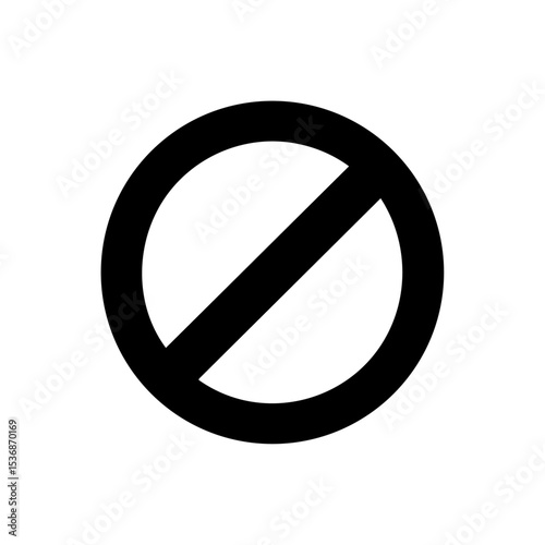 Black no entry or prohibition symbol in minimalist style. Bold restriction mark for safety and regulation use



