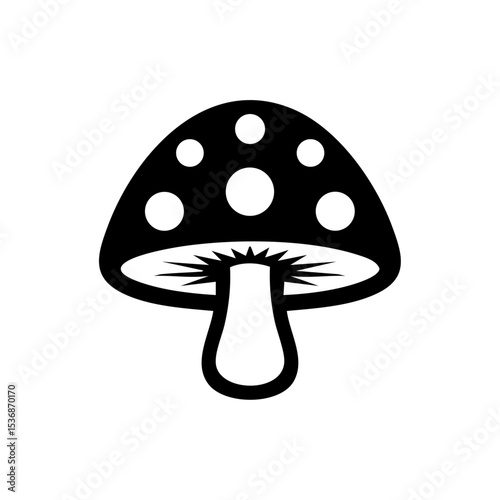 Minimalist mushroom icon with bold dotted cap

