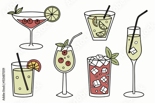set of cocktails