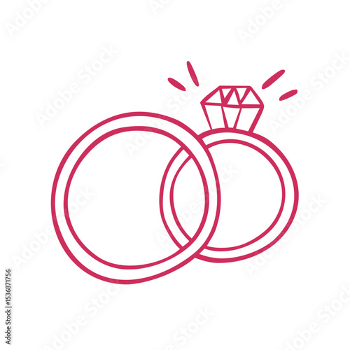Wedding Rings in doodle style isolated on a white. Perfect for design of invitations, posters, logo of wedding organizer