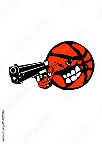 pistolet braque main basket ballon flingue logo club