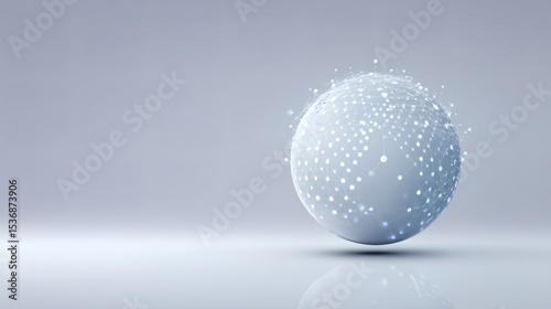 Abstract Sphere with Dots and Lights on Reflective Surface