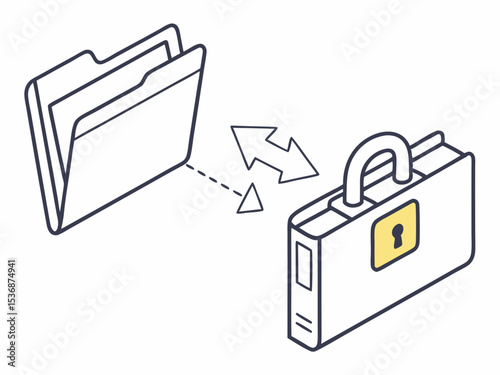 Creative Minimal Icon Of Two Digital File Folders Connecte Illustration