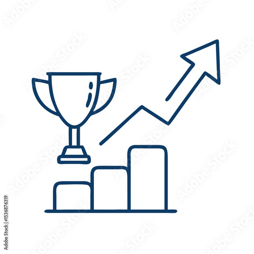Success graph icon with trophy, perfect for sports achievements, motivational materials, and performance tracking