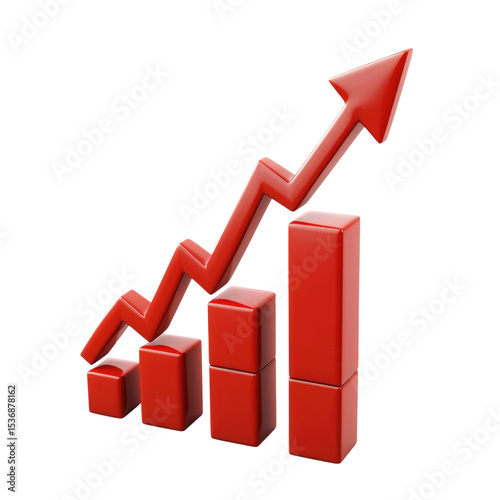 Red bar graph with upward trend indicating growth in data analysis, isolated on transparent background, cutout PNG Free Download Red bar graph with upward trend indicating growth in data analysis, isolated on transparent background, cutout PNG - GFXLoad