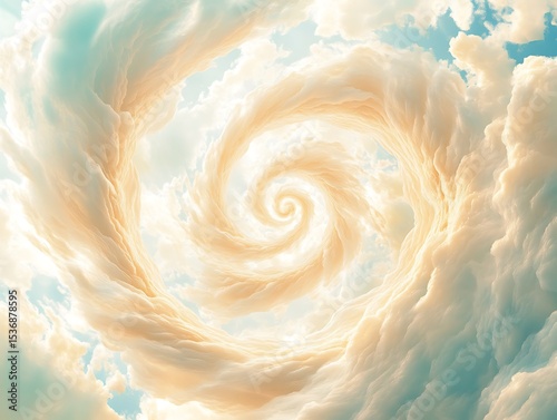 Peachy cream and sky blue swirl in calming surreal light-infused backdrop