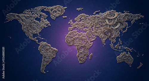 Global Connection: A World Map Crafted from Hair